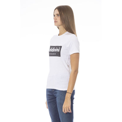 Baldinini Trend Chic White Cotton Tee with Signature Detail