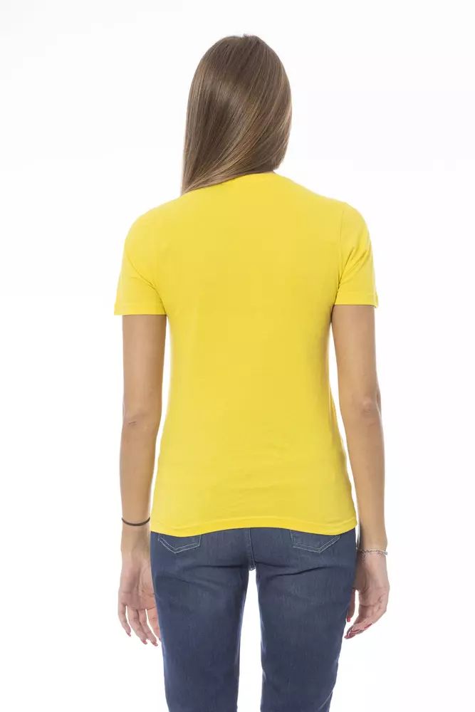 Baldinini Trend Sunshine Yellow Crew Neck Tee with Designer Print