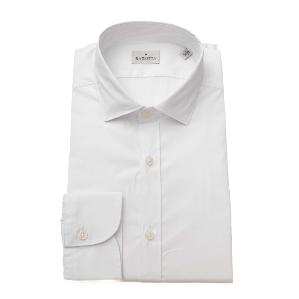 Bagutta Slim Fit French Collar White Shirt