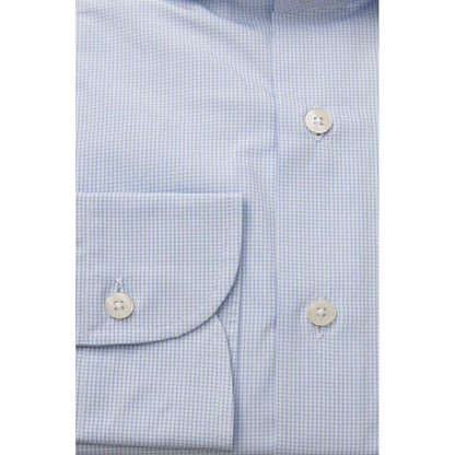 Bagutta Elegant Light Blue Cotton Shirt with French Collar