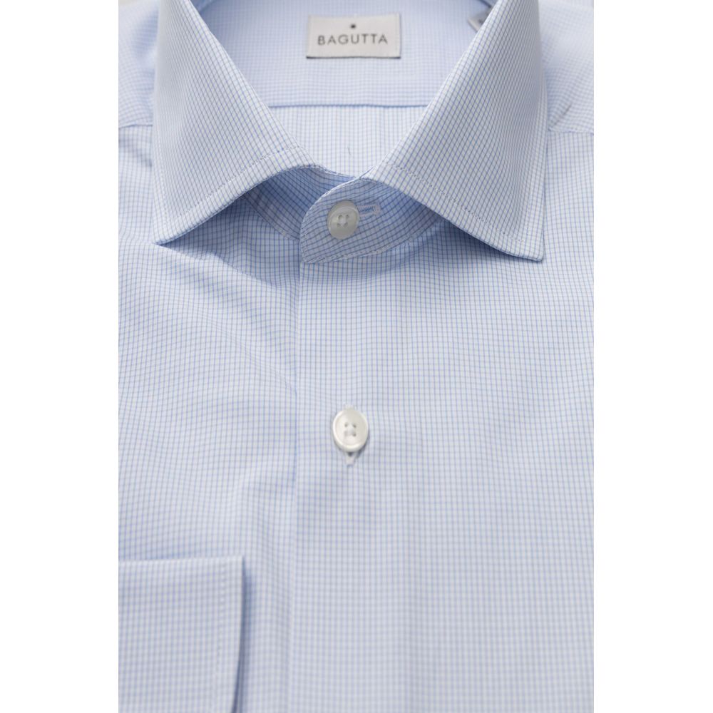 Bagutta Elegant Light Blue Cotton Shirt with French Collar