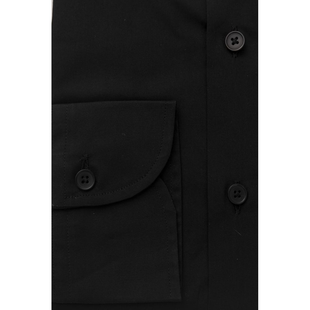 Bagutta Elegant Slim Fit Black Shirt with French Collar