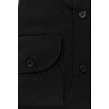 Bagutta Elegant Slim Fit Black Shirt with French Collar