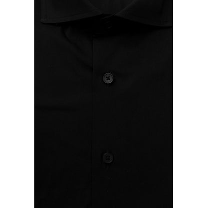 Bagutta Elegant Slim Fit Black Shirt with French Collar