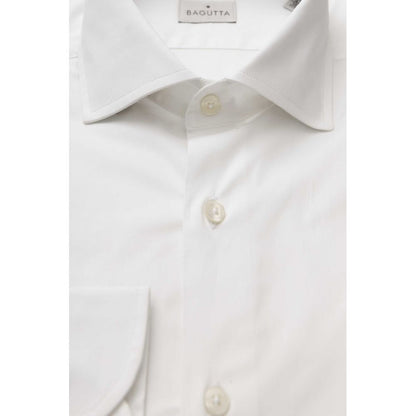 Bagutta Sleek White Slim Fit Cotton Shirt