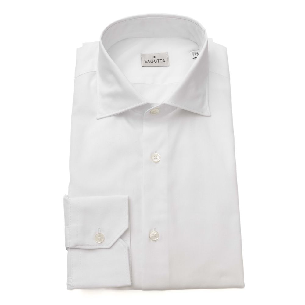 Bagutta Elegant White Cotton French Collar Shirt