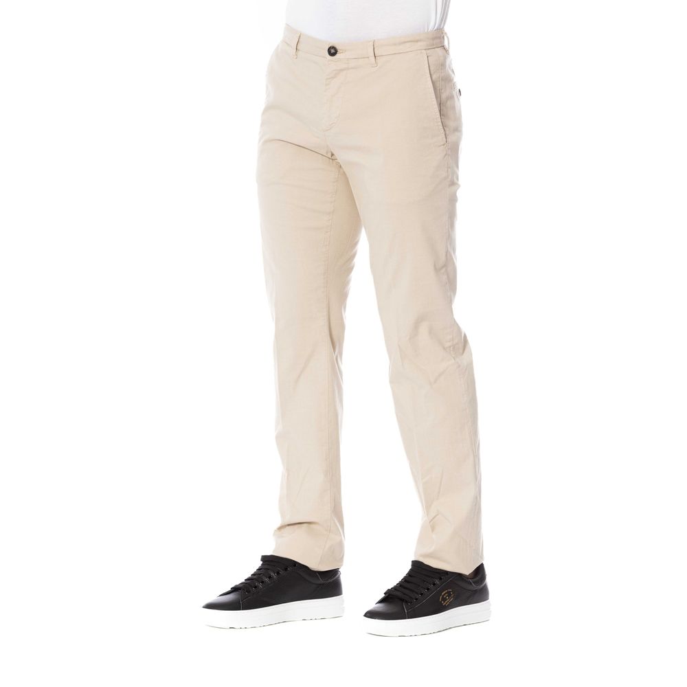 Trussardi Chic Beige Cotton Blend Trousers