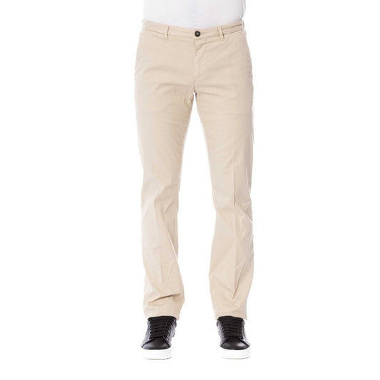 Trussardi Chic Beige Cotton Blend Trousers