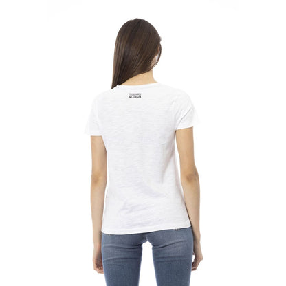 Trussardi Action Chic White Short Sleeve Tee with Exclusive Print