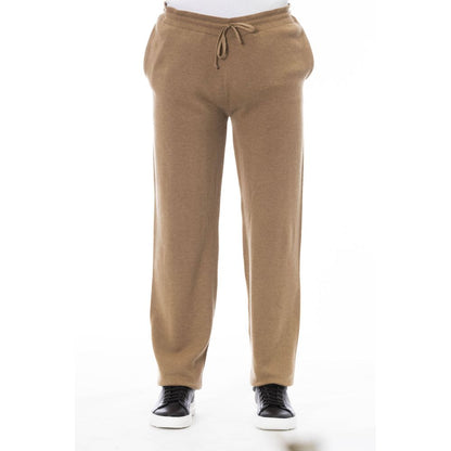 Alpha Studio Elegant Beige Drawstring Trousers