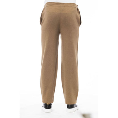 Alpha Studio Elegant Beige Drawstring Trousers