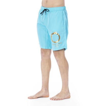 Trussardi Beachwear Light Blue Polyester Swimwear