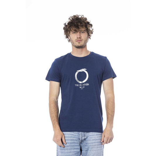 Trussardi Beachwear Blue Cotton T-Shirt