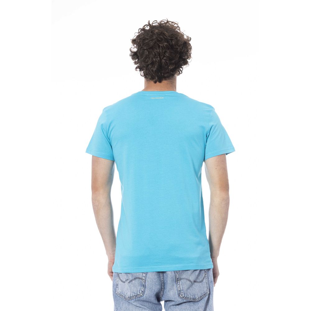 Trussardi Beachwear Light Blue Cotton T-Shirt