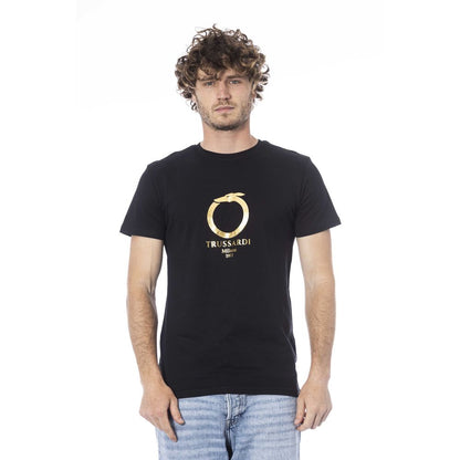 Trussardi Beachwear Black Cotton T-Shirt