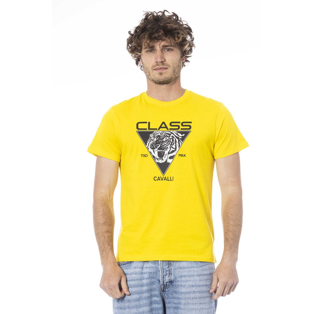 Cavalli Class Yellow Cotton T-Shirt