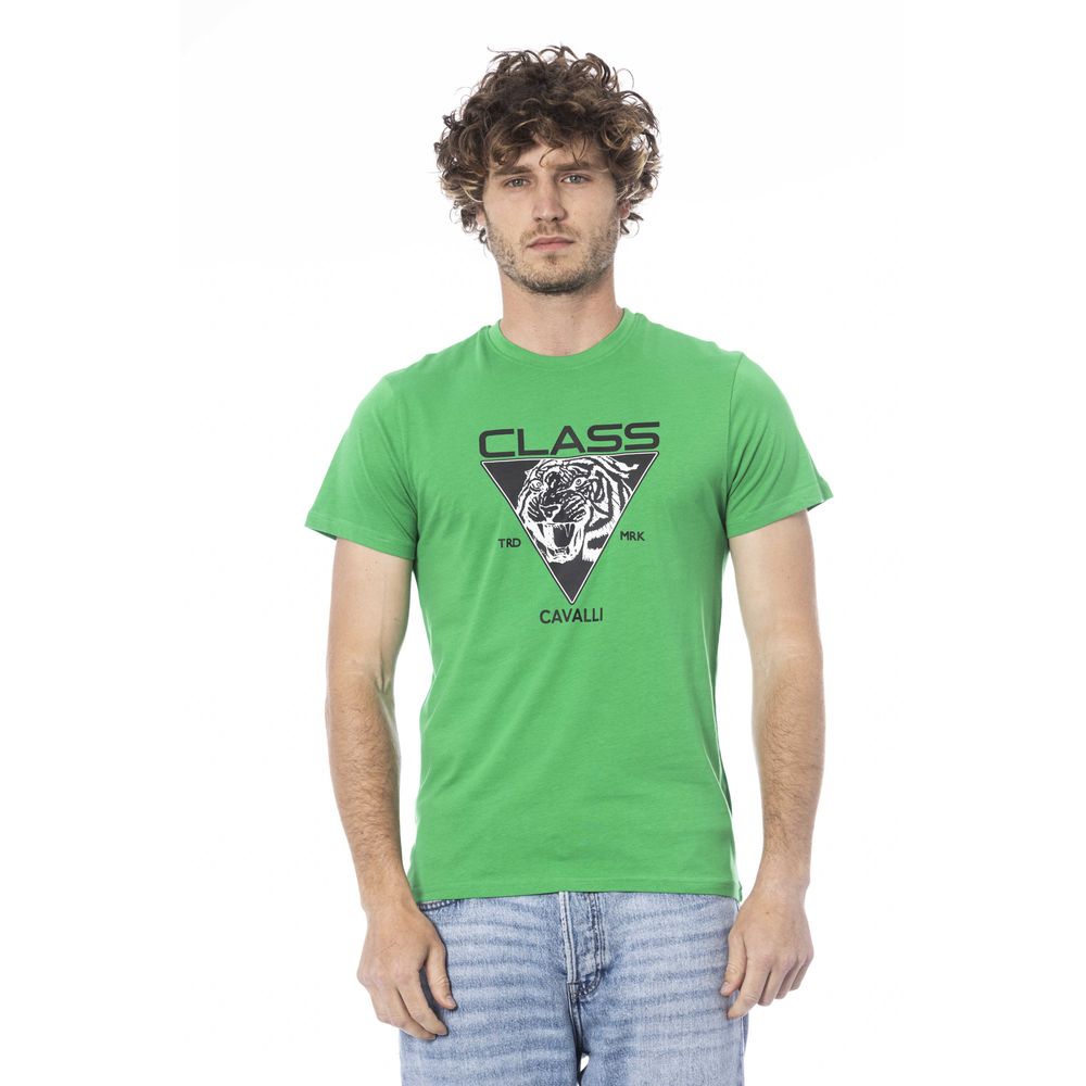 Cavalli Class Green Cotton T-Shirt