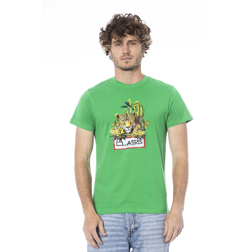 Cavalli Class Green Cotton T-Shirt