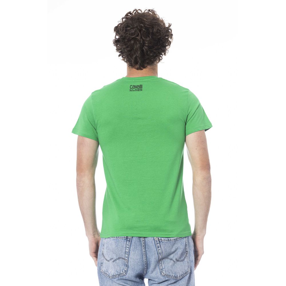 Cavalli Class Green Cotton T-Shirt