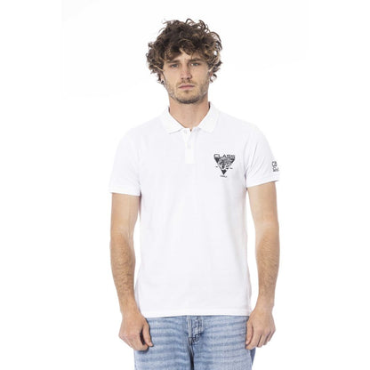 Cavalli Class White Cotton Polo Shirt