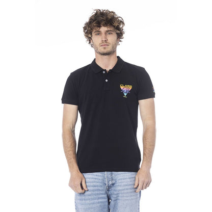 Cavalli Class Black Cotton Polo Shirt