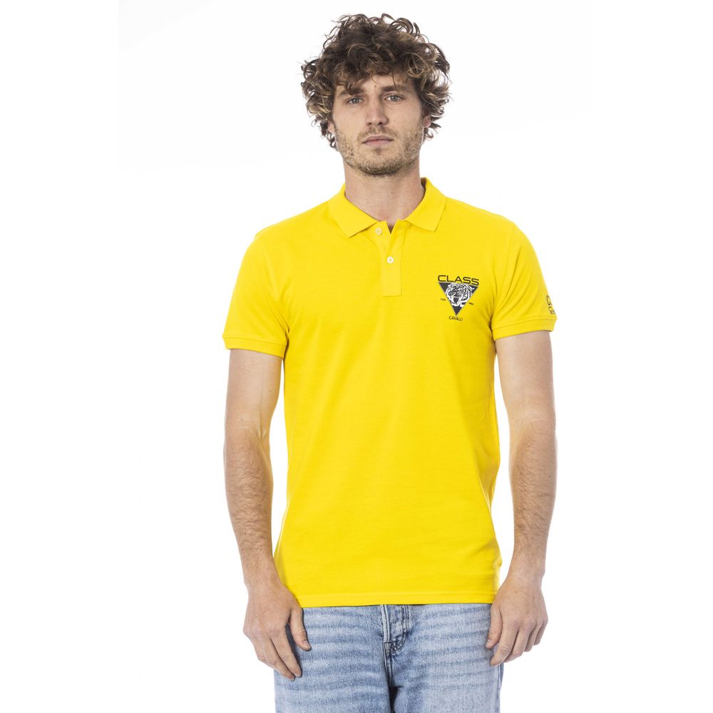 Cavalli Class Yellow Cotton Polo Shirt