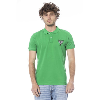 Cavalli Class Green Cotton Polo Shirt