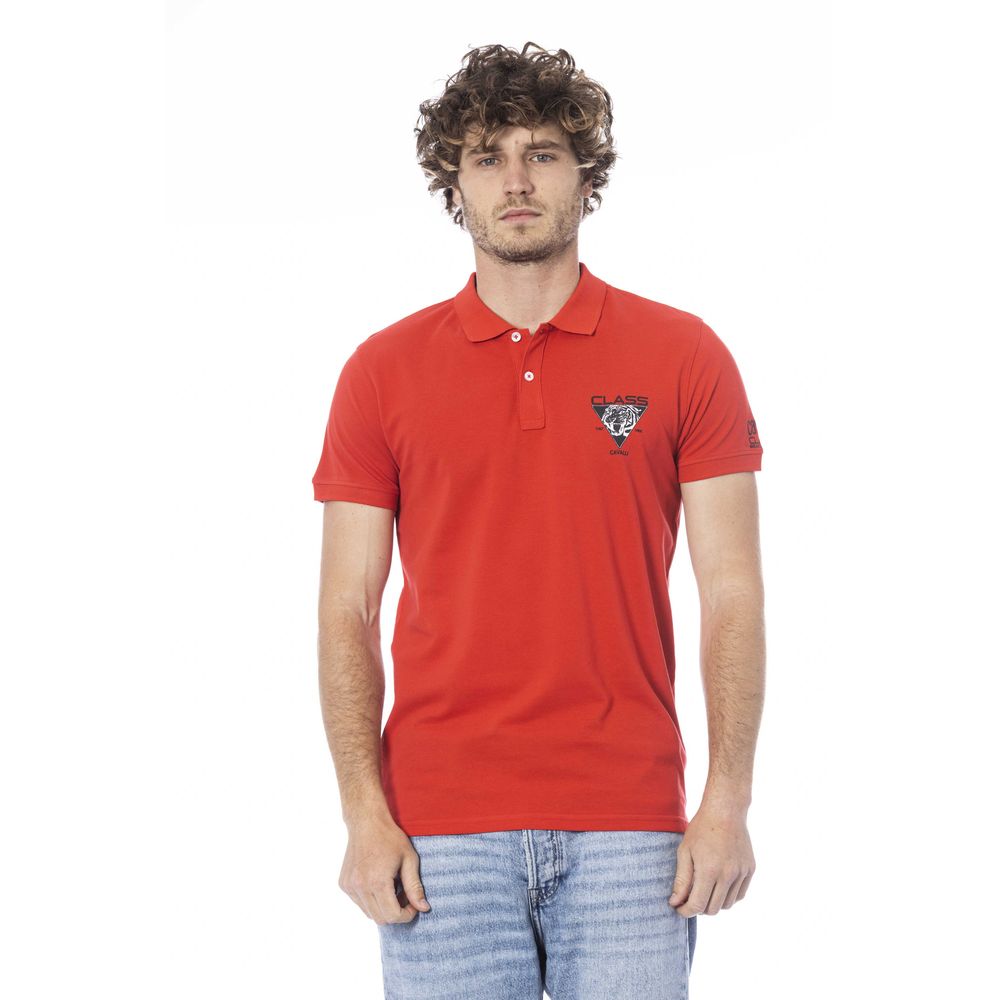 Cavalli Class Red Cotton Polo Shirt