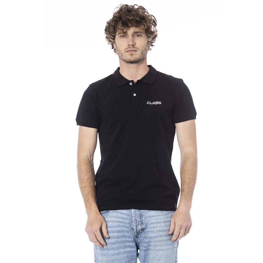 Cavalli Class Black Cotton Polo Shirt