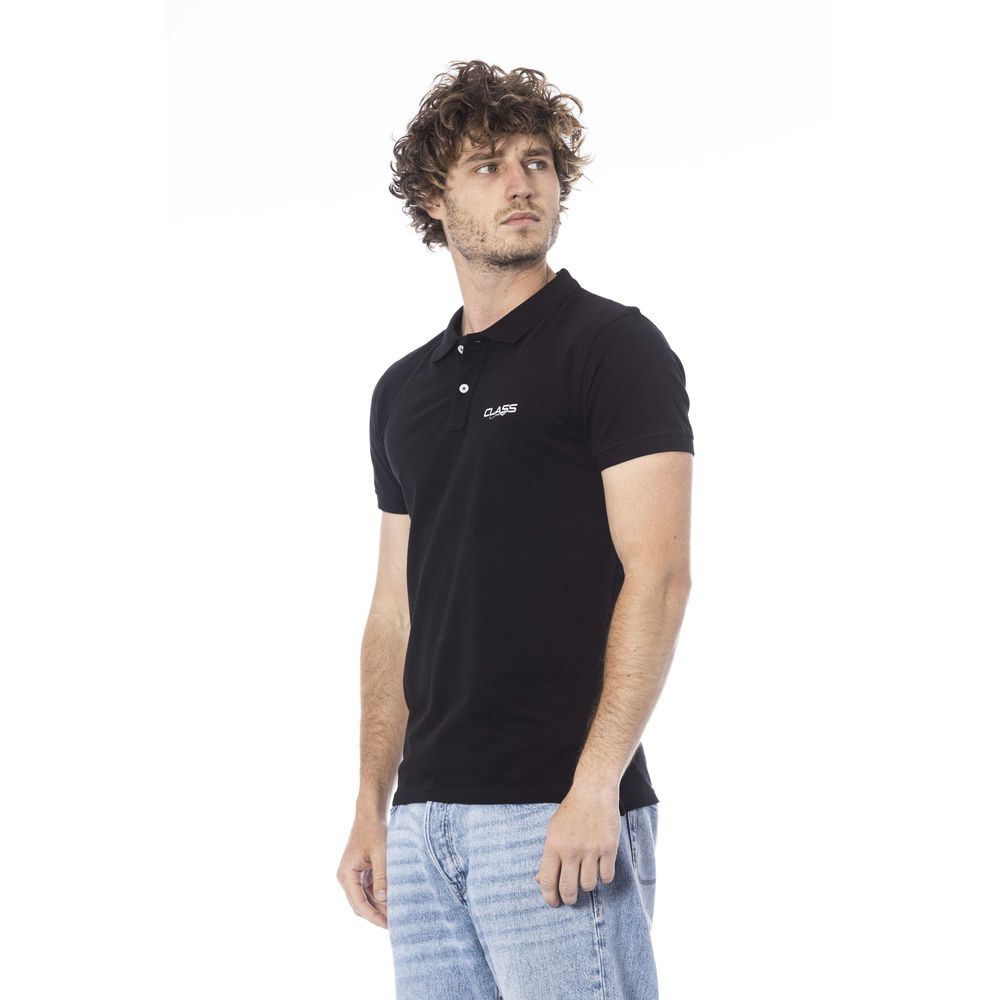 Cavalli Class Black Cotton Polo Shirt