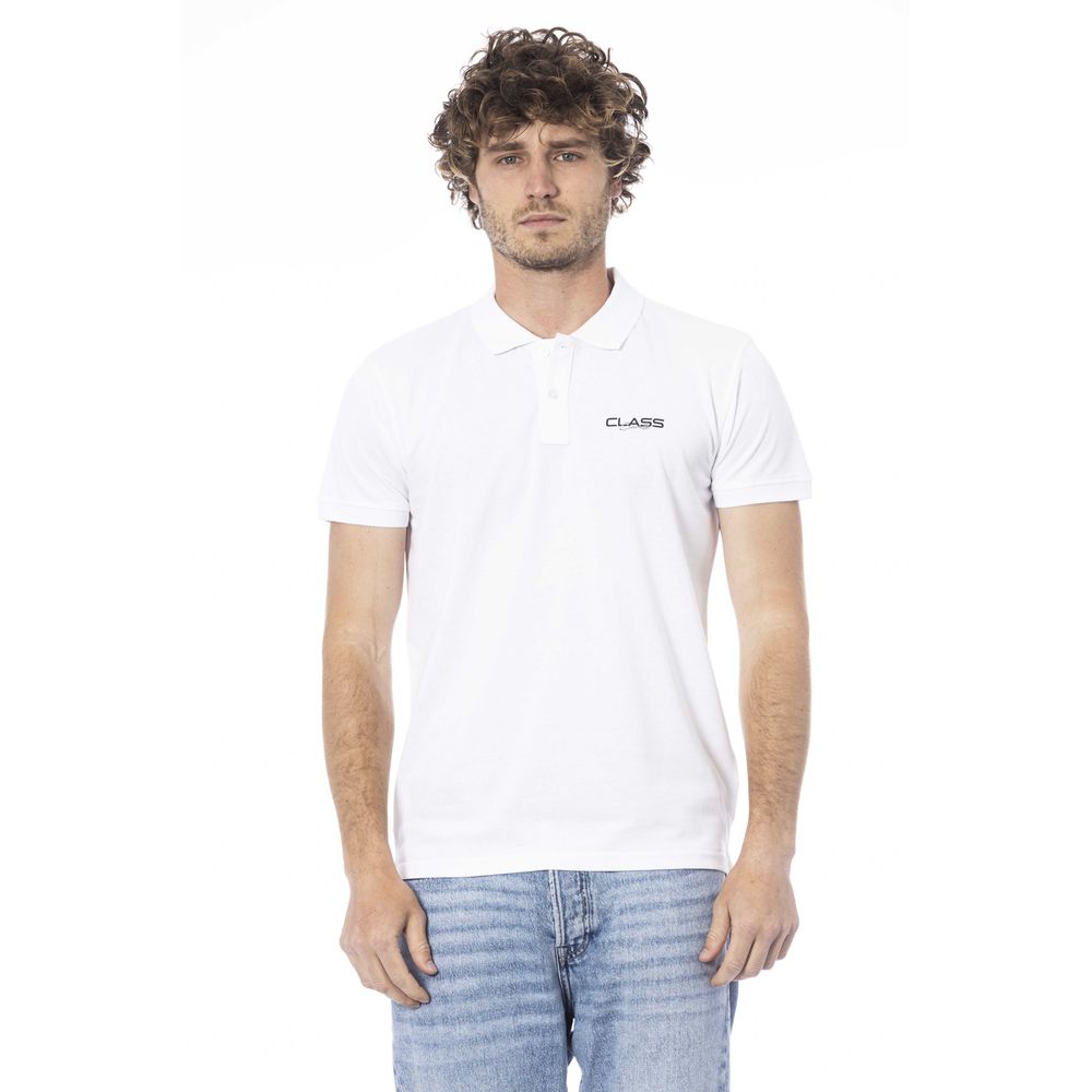 Cavalli Class White Cotton Polo Shirt