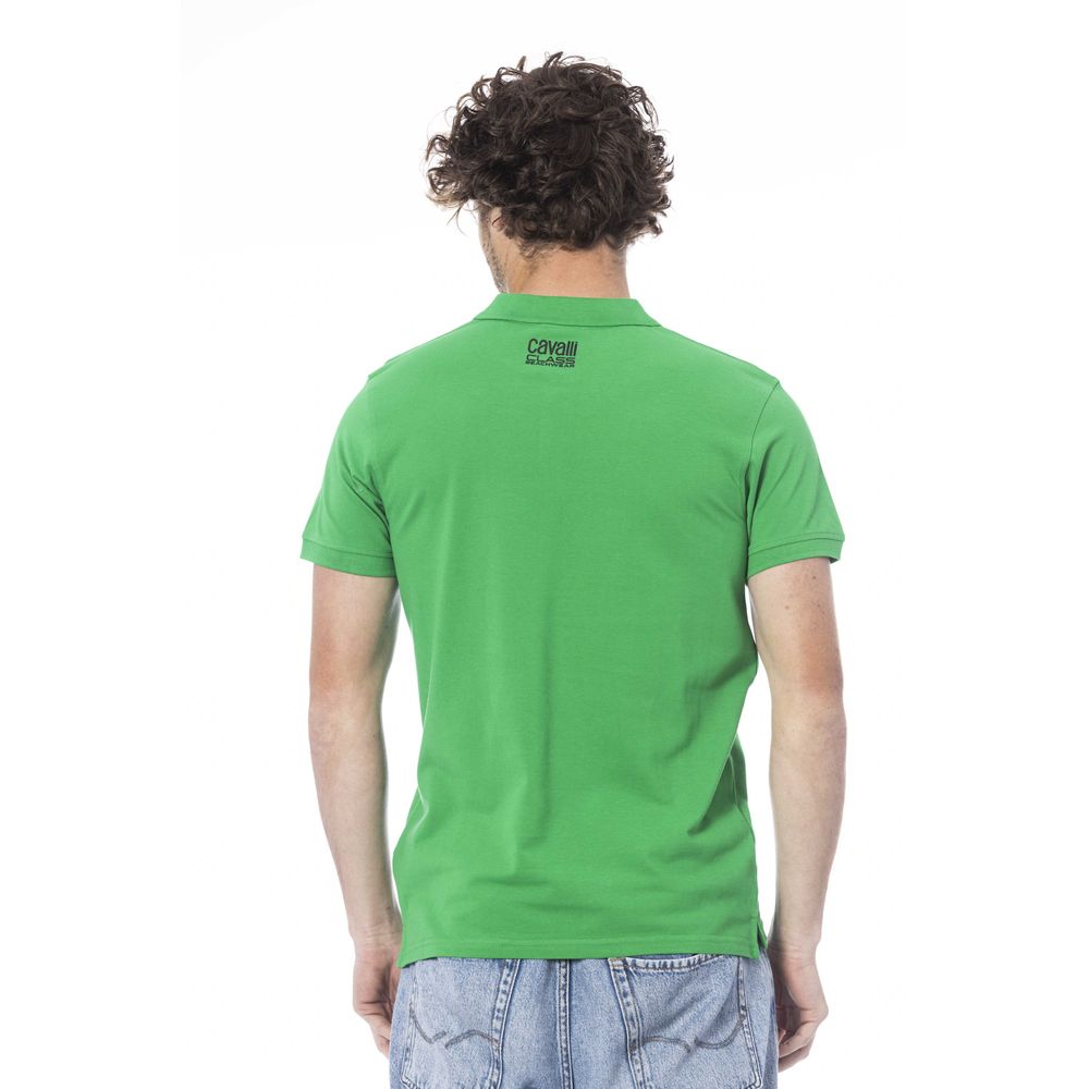 Cavalli Class Green Cotton Polo Shirt