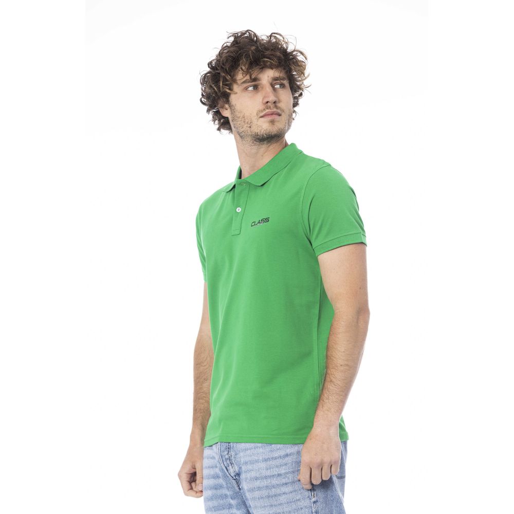 Cavalli Class Green Cotton Polo Shirt