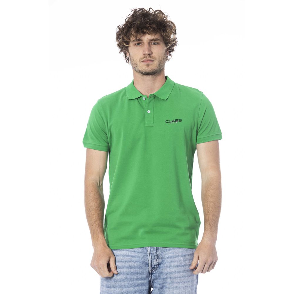 Cavalli Class Green Cotton Polo Shirt