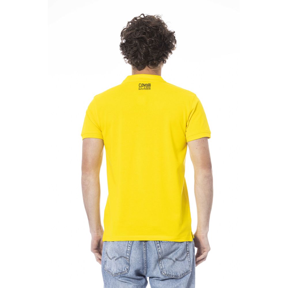 Cavalli Class Yellow Cotton Polo Shirt