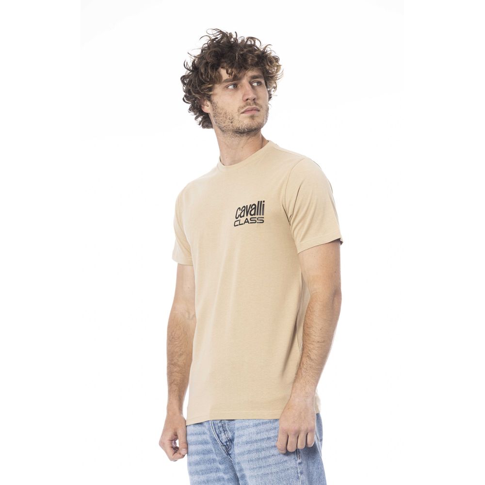 Cavalli Class Beige Cotton T-Shirt