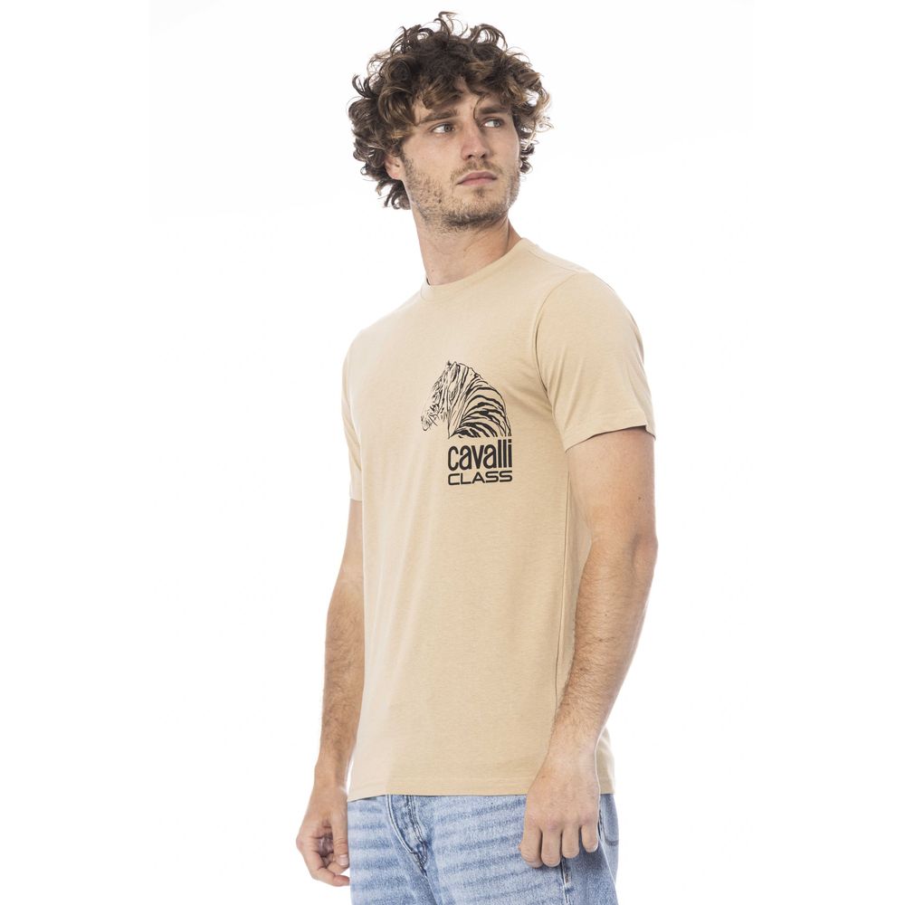 Cavalli Class Beige Cotton T-Shirt