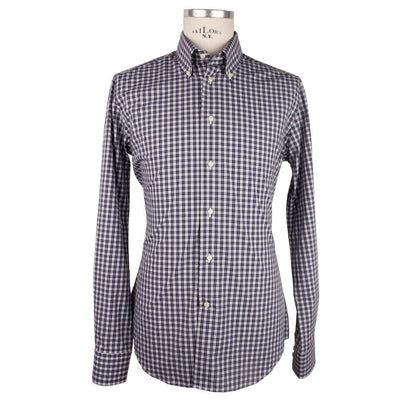 Made in Italy Elegant Milano Square-Patterned Cotton Shirt