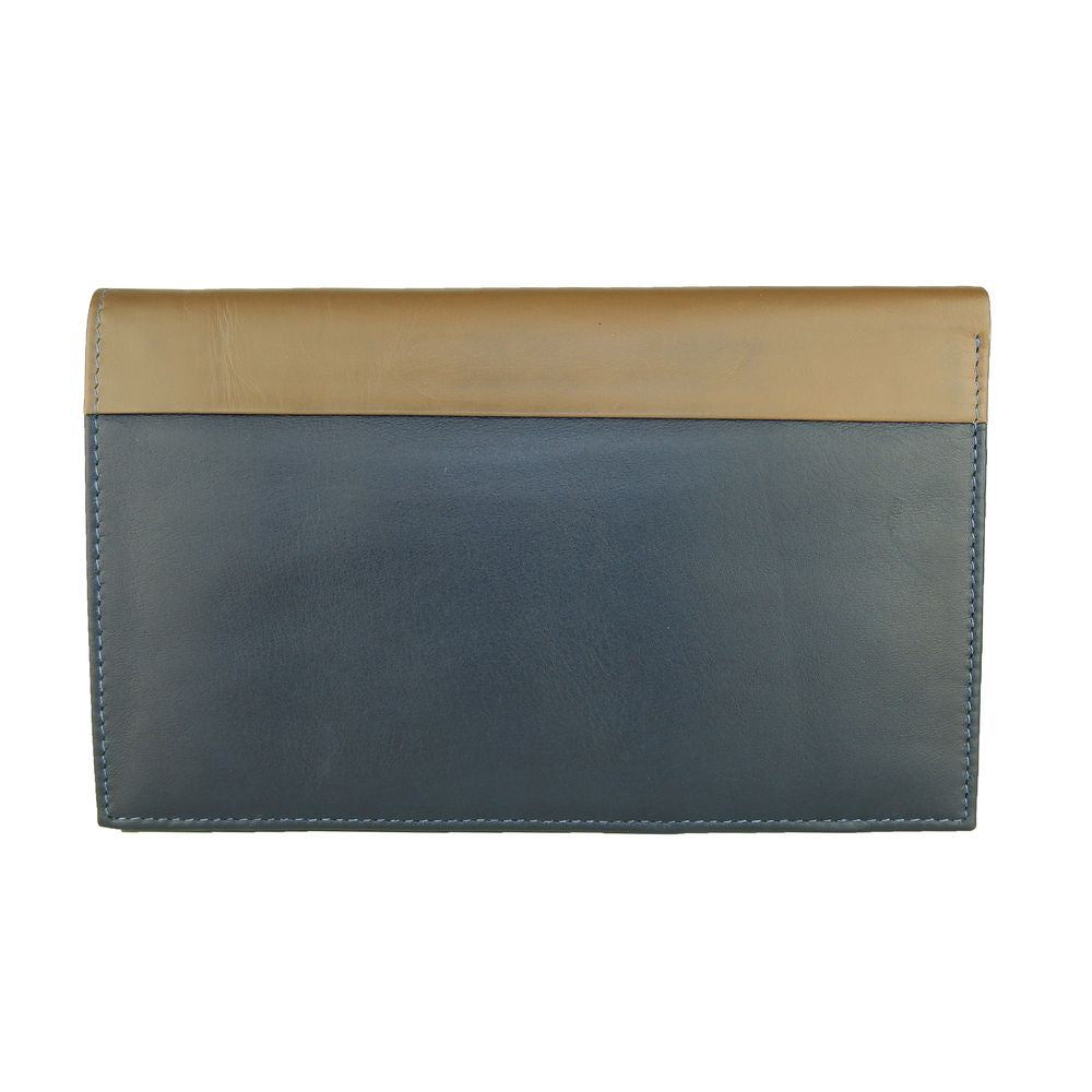 Cavalli Class Sleek Blue and Beige Leather Wallet