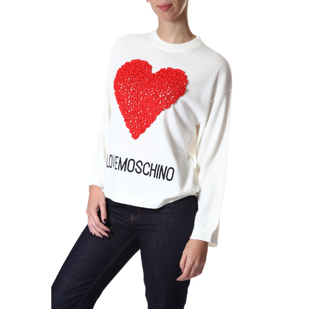 Love Moschino Embossed Heart Wool Blend Sweater