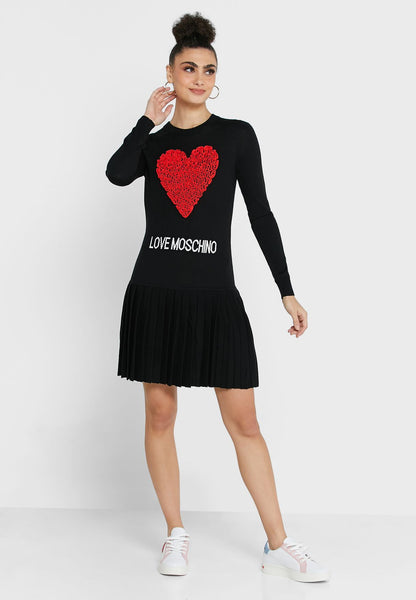 Love Moschino Enchanting Ruched Heart Knit Dress