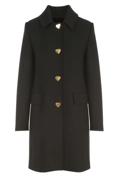 Love Moschino Elegant Wool Blend Coat with Heart Buttons