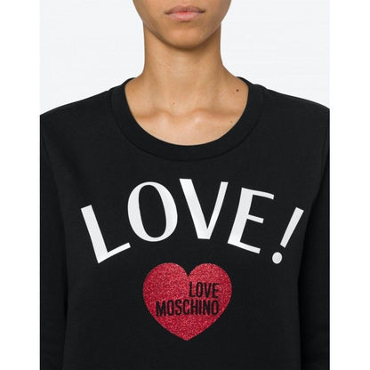 Love Moschino Chic Glitter Heart Cotton Sweatshirt