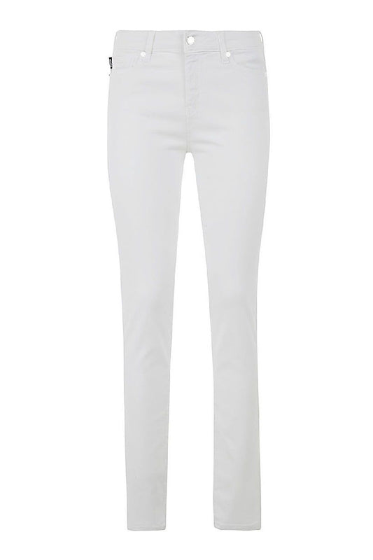 Love Moschino Chic White Cotton Blend Denim