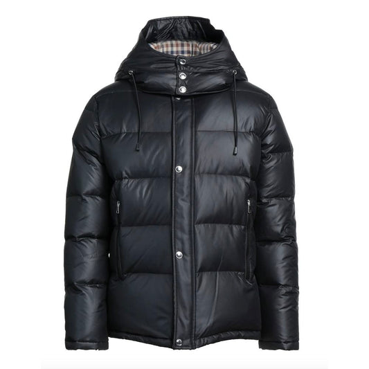 Aquascutum Elegant Black Padded Jacket with Removable Hood