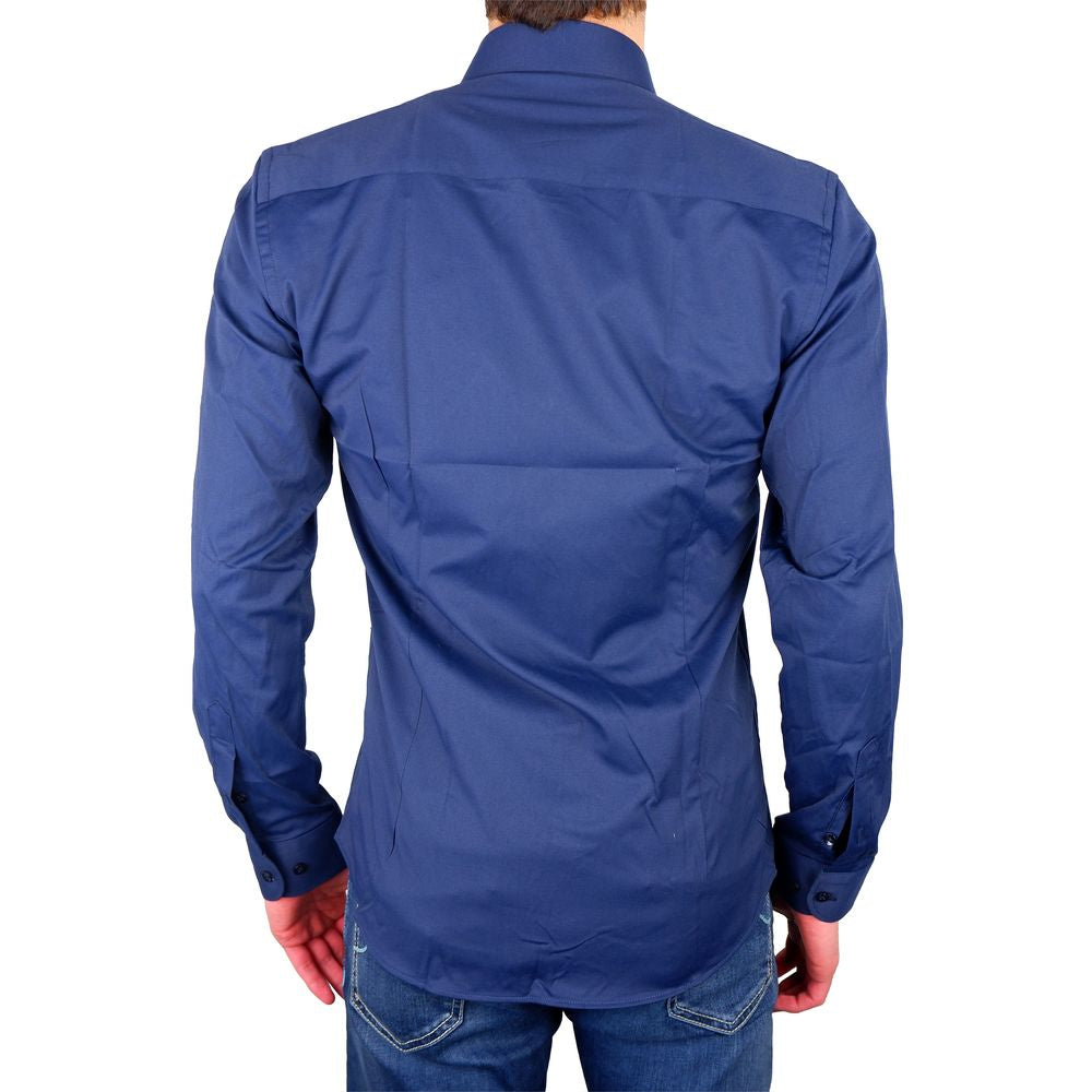 Made in Italy Elegant Milano Blue Satin Cotton Shirt