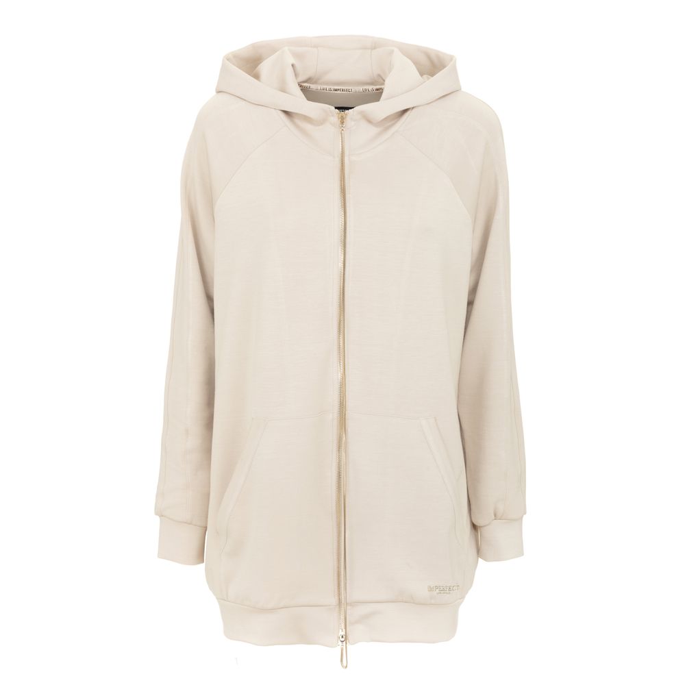 Imperfect Floral Back Print Beige Hoodie for Women