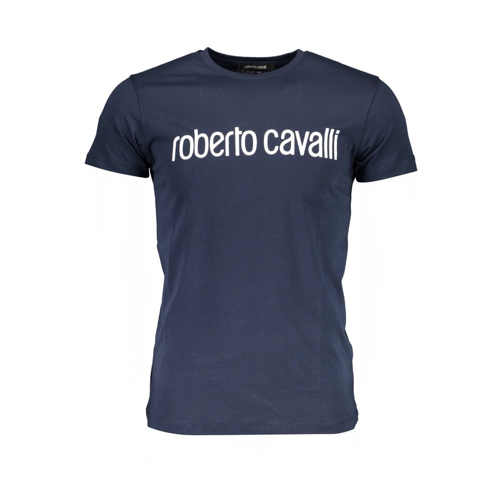 Roberto Cavalli Elegant Crew Neck Printed Tee - Summer Blue