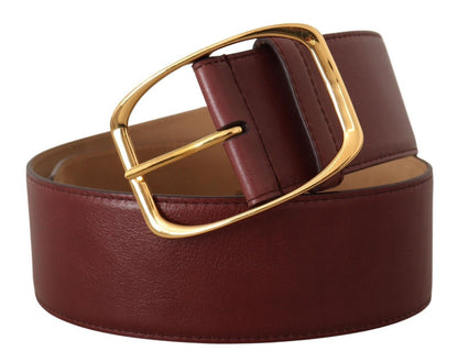 Dolce & Gabbana Elegant Maroon Leather Belt with Gold Buckle