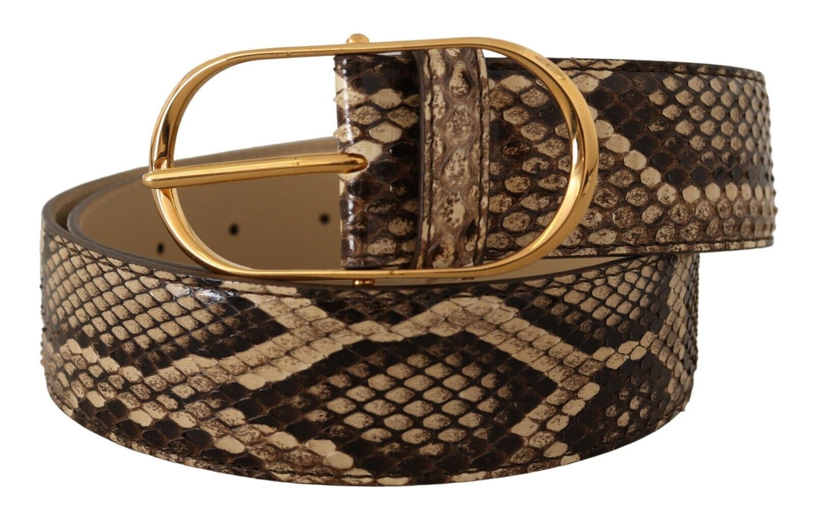 Dolce & Gabbana Elegant Phyton Leather Belt with Gold Buckle